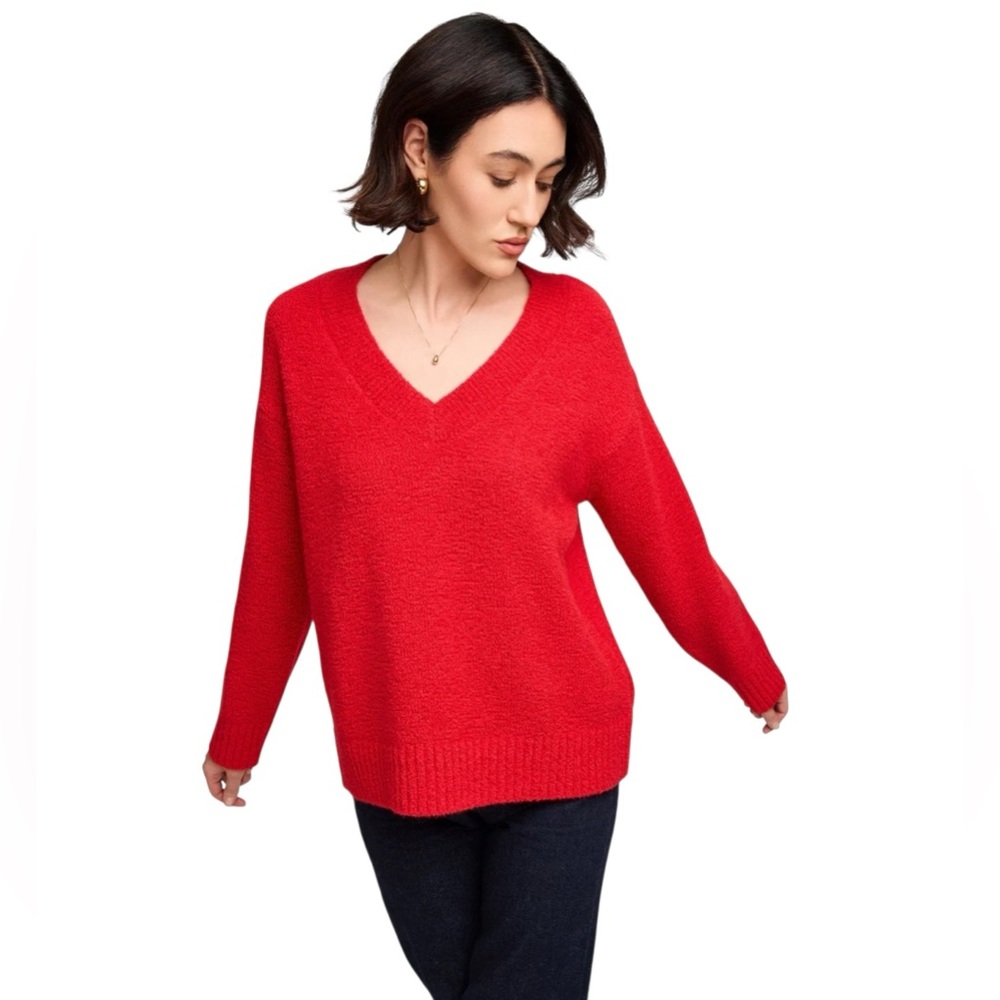 Old Navy Oversized V-neck Sweater Red Women’s XS‎